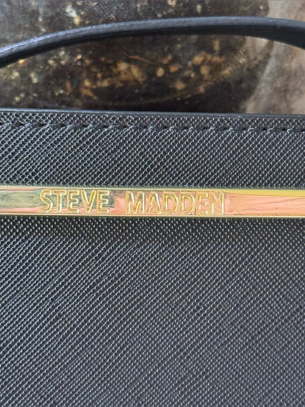 Steve Madden Black Crossbody with Gold Bar Accent - Picture 3 of 11